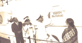 Image of Commissioning of ICGS Rajtarang by DGICG, Vice Admiral S Prakash, PVSM, MVC, AVSM (1981)